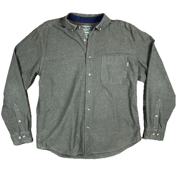 Woolrich Button Up Mens Cotton Flannel Chamois Shirt Large Green Lumberjack - Picture 2 of 13